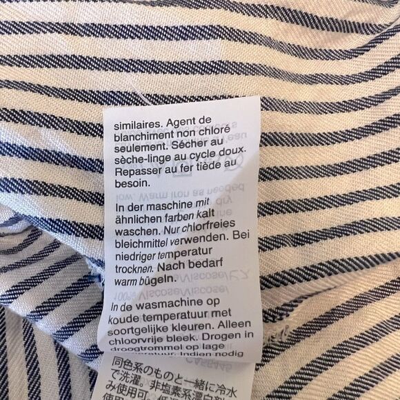 Madewell Novel Tie-Front Top in Stripe Cream Navy Boho Preppy Layering Size XS - Picture 11 of 11